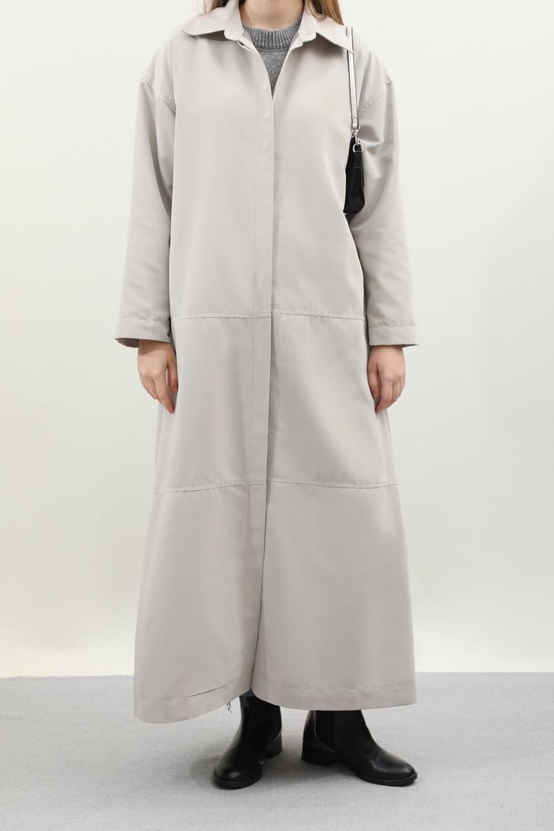 D Tokalı Trençkot Açık Gri