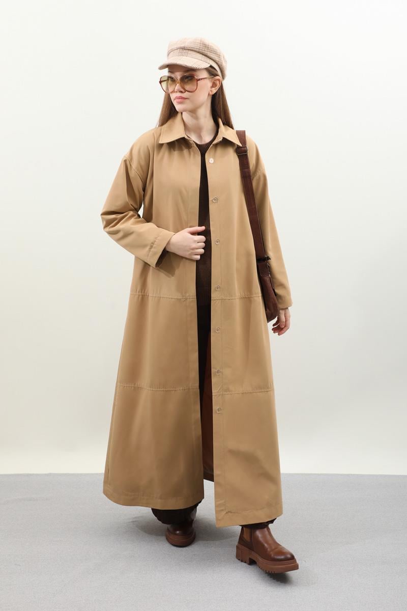 D Tokalı Trençkot Camel
