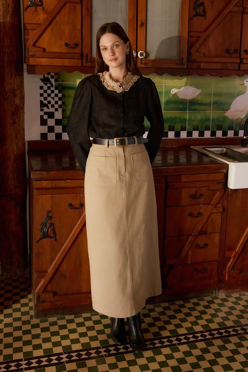 Dantelli Kısa Süet Gömlek Siyah