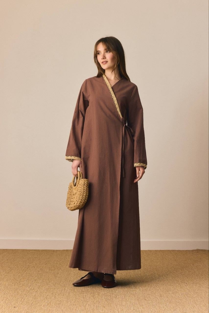 Dantelli Kruvaze Abaya 