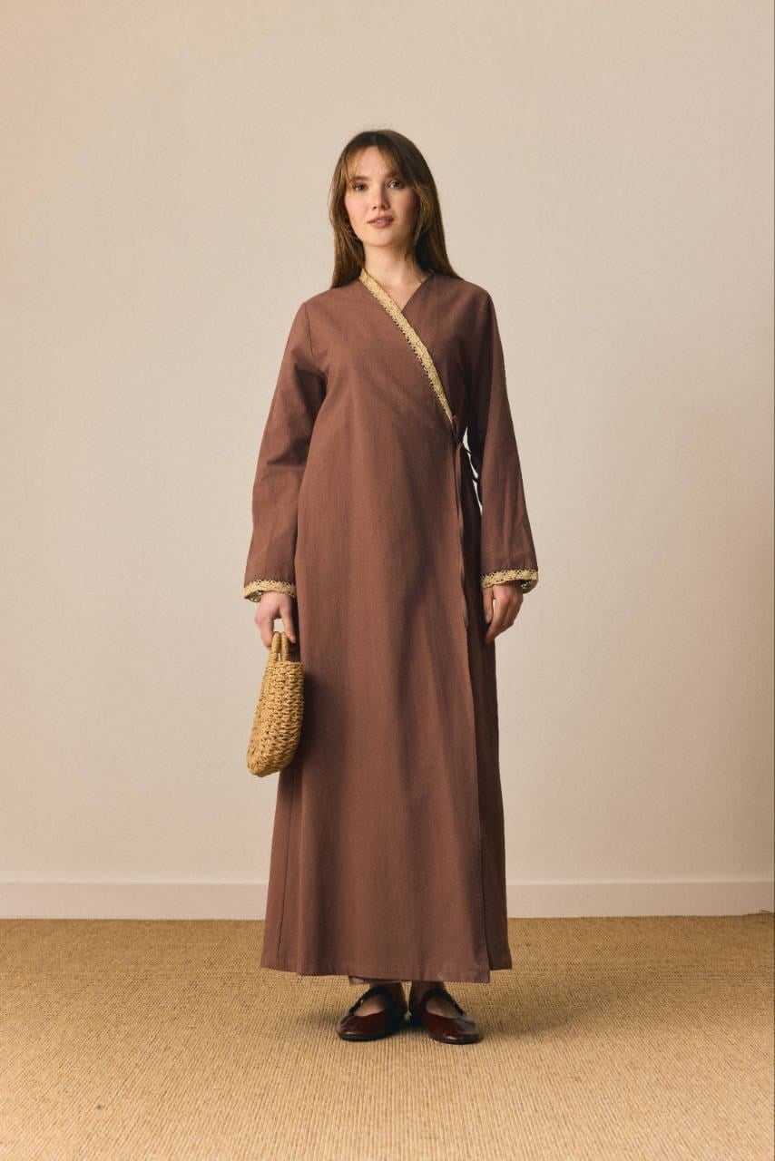 Dantelli Kruvaze Abaya 
