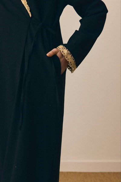 Dantelli Kruvaze Abaya 