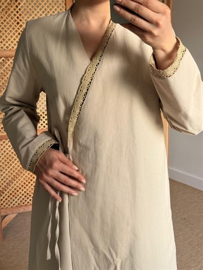 Dantelli Kruvaze Abaya 