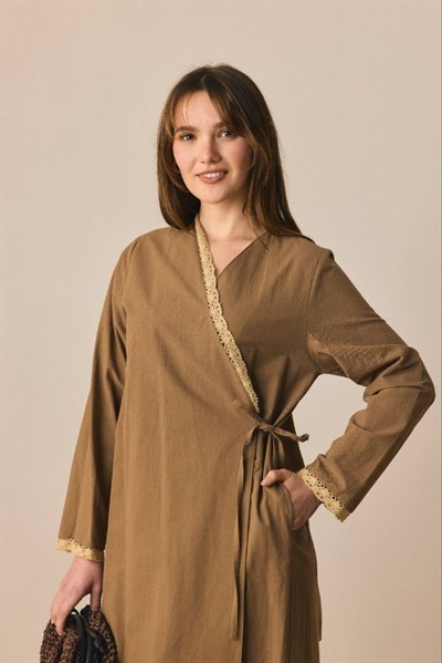 Dantelli Kruvaze Abaya 