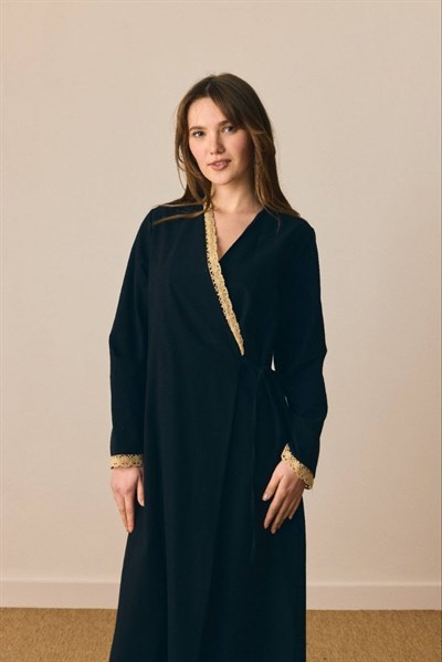 Dantelli Kruvaze Abaya 