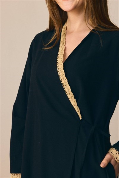 Dantelli Kruvaze Abaya 