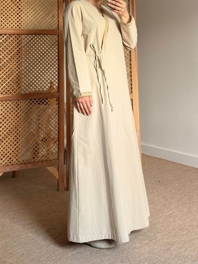 Dantelli Kruvaze Abaya 