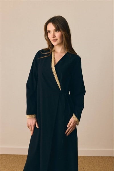 Dantelli Kruvaze Abaya 