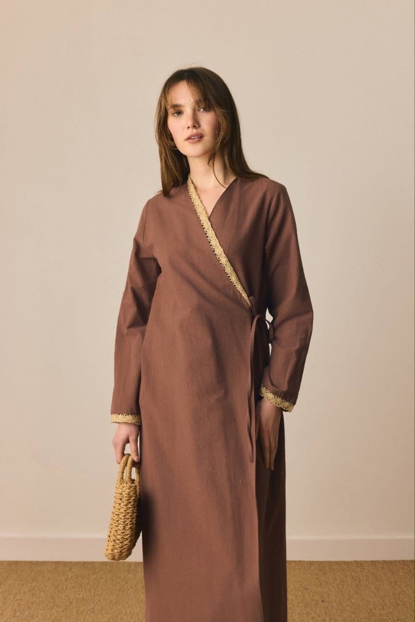 Dantelli Kruvaze Abaya 