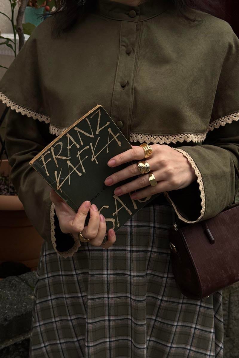 Dantelli Süet Gömlek Haki