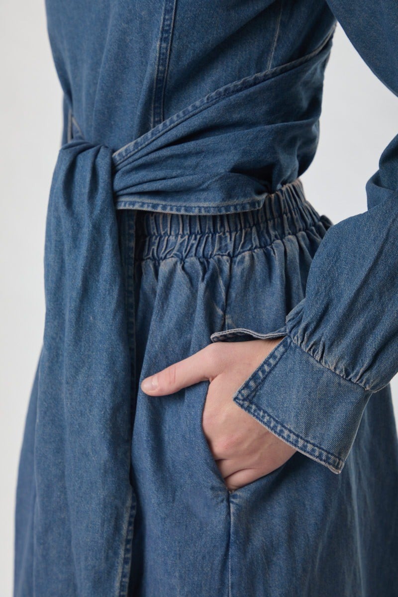 Denim Etekli Pantolon Açık Mavi