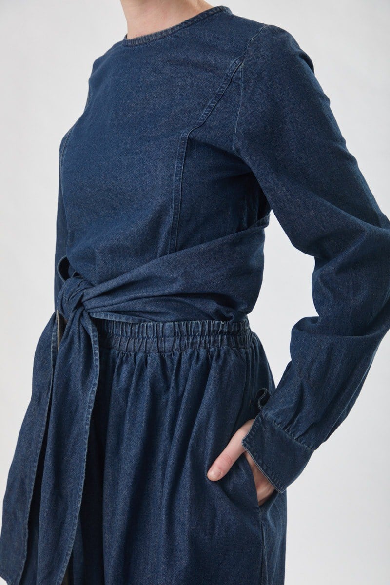 Denim Etekli Pantolon Koyu Mavi
