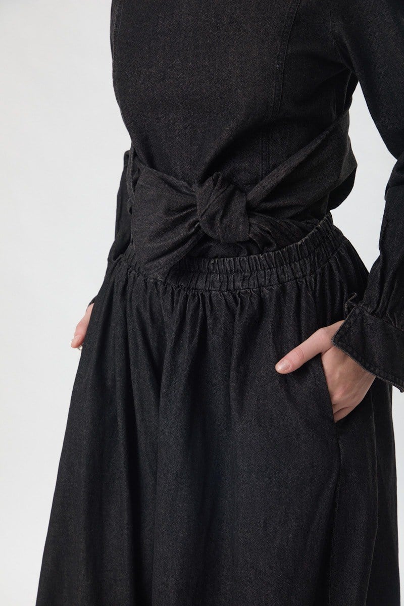 Denim Etekli Pantolon Siyah
