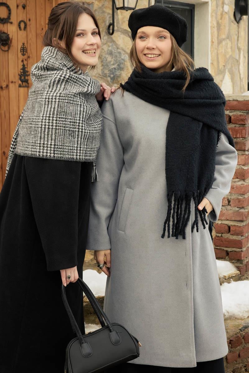 Dik Yaka Yünlü Kaban Siyah