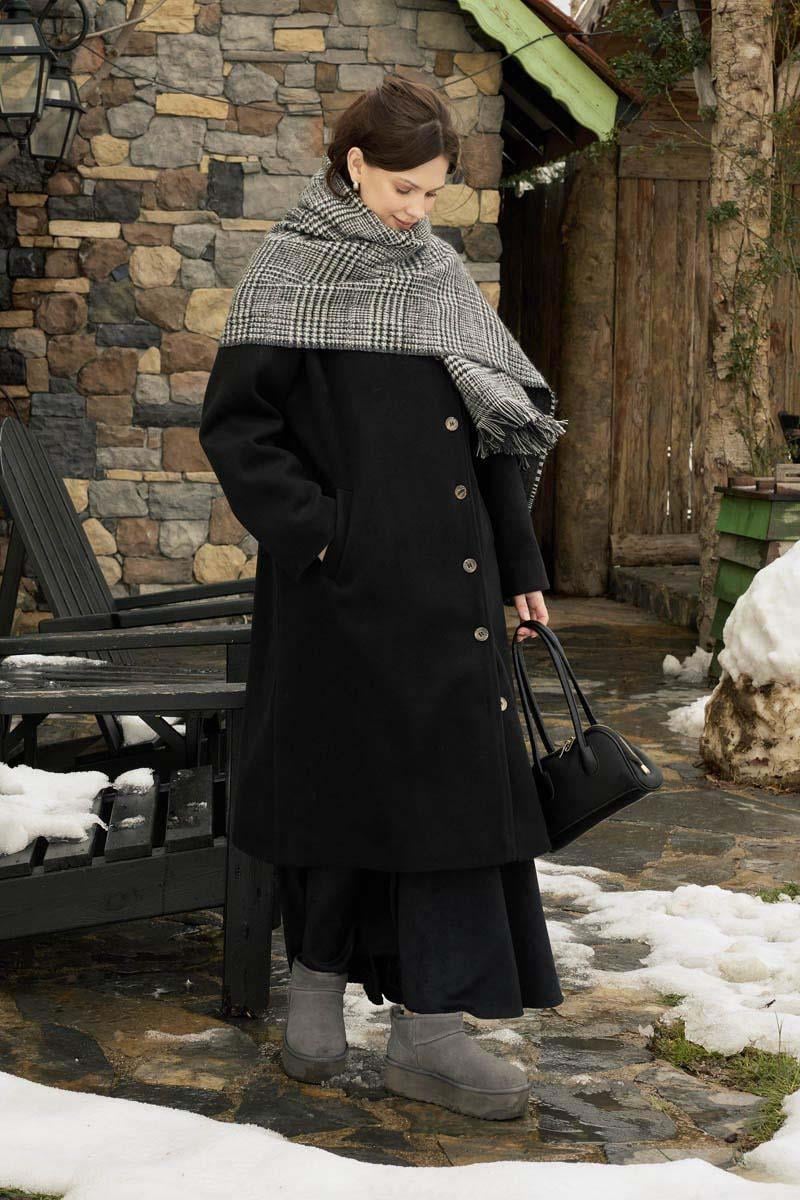 Dik Yaka Yünlü Kaban Siyah