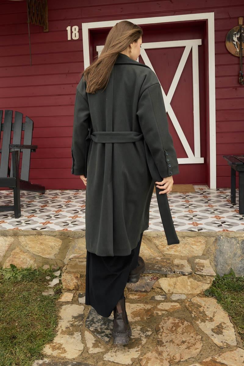 Dikiş Detaylı Klasik Kaban Füme