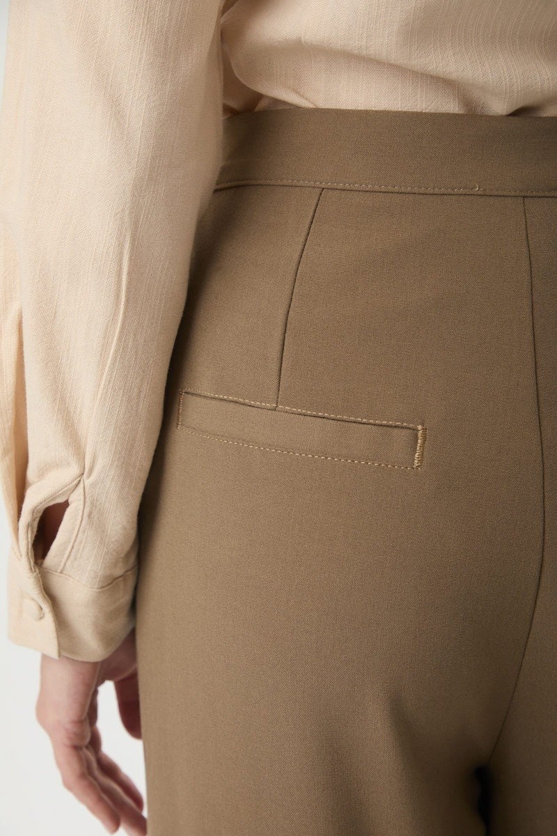 Double Paça Poliviskon Pantolon Vizon