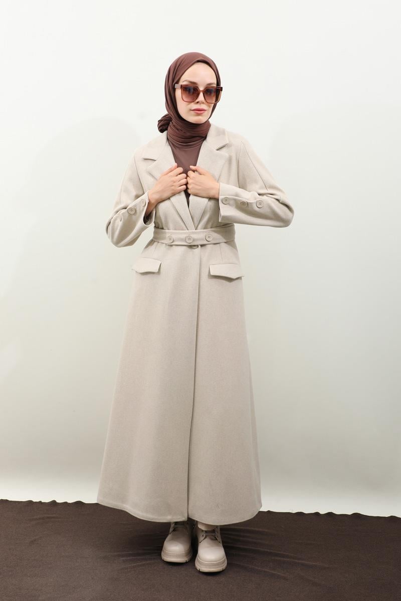 Düğmeli Klasik Kaban Taş