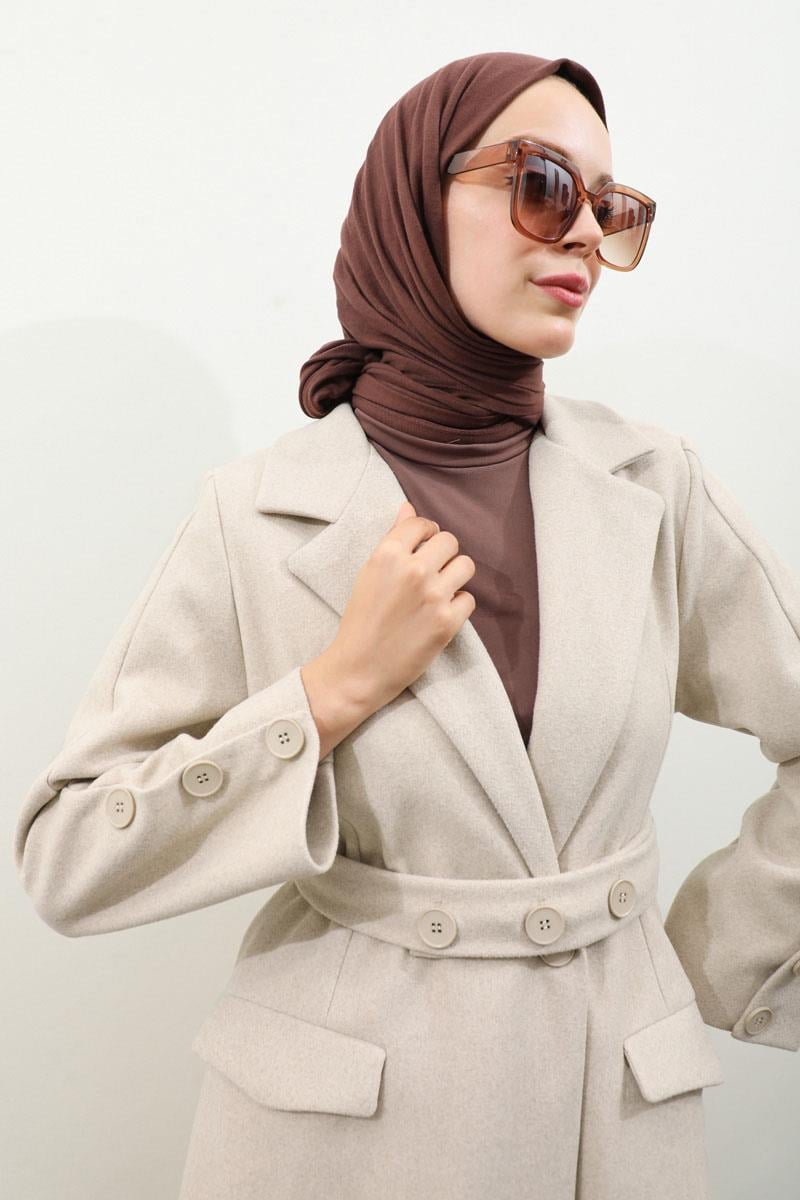 Düğmeli Klasik Kaban Taş