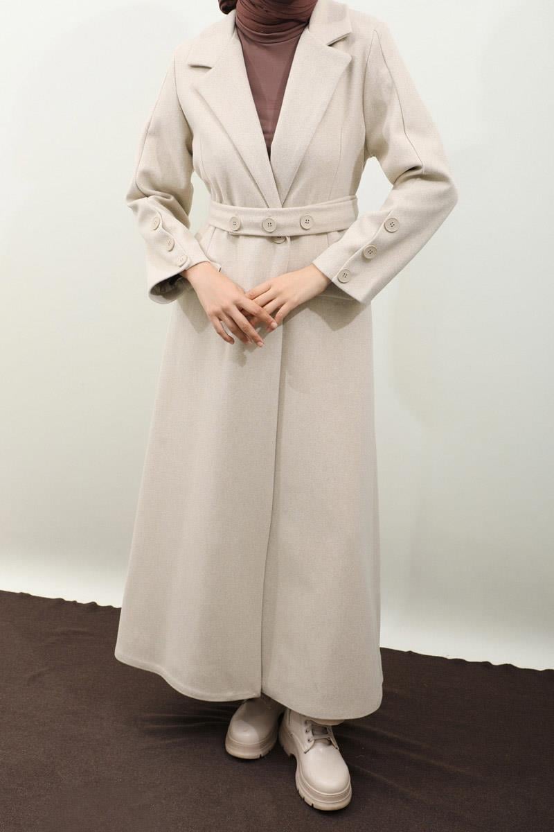 Düğmeli Klasik Kaban Taş