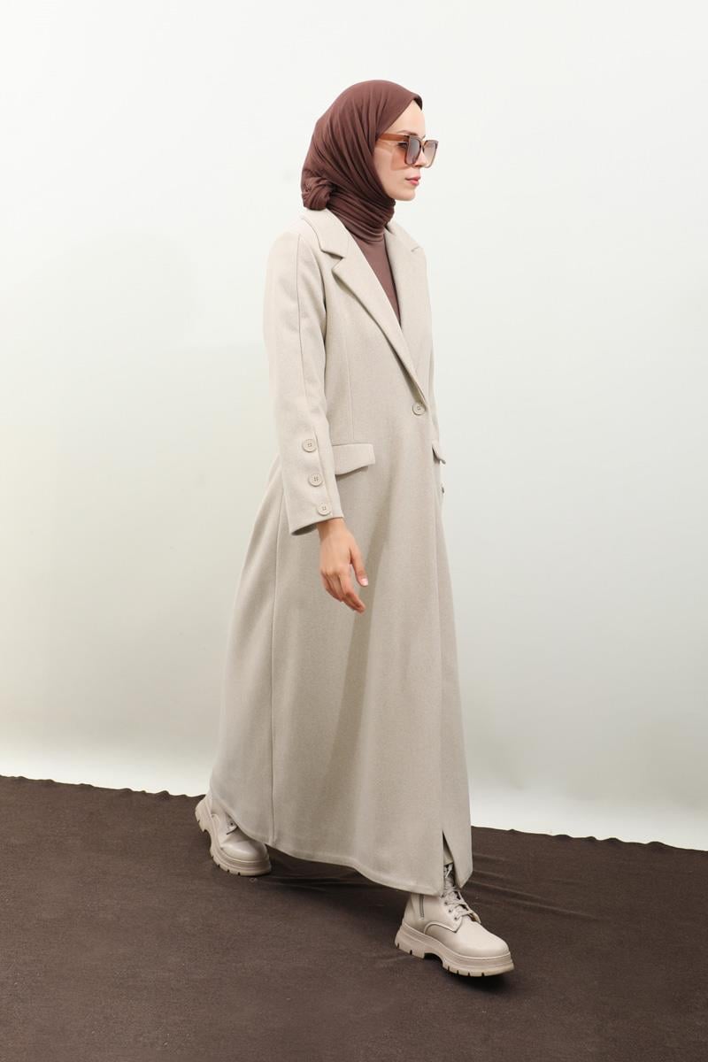 Düğmeli Klasik Kaban Taş