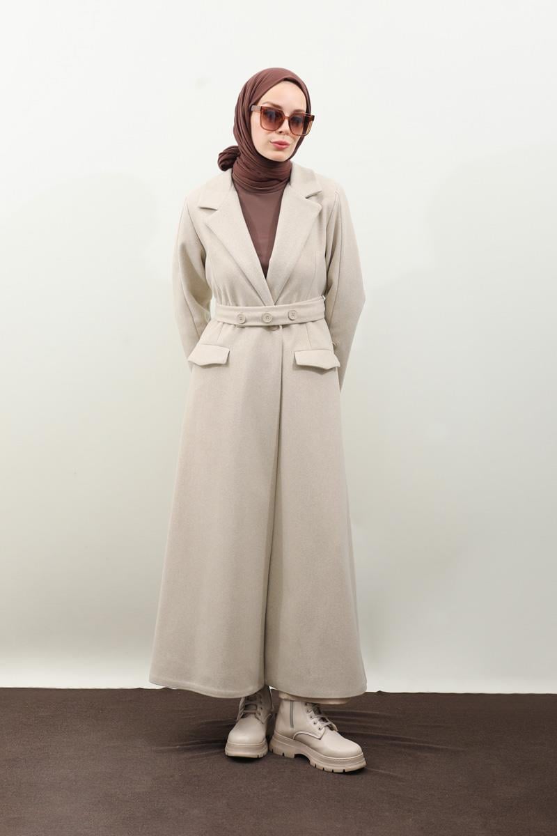 Düğmeli Klasik Kaban Taş