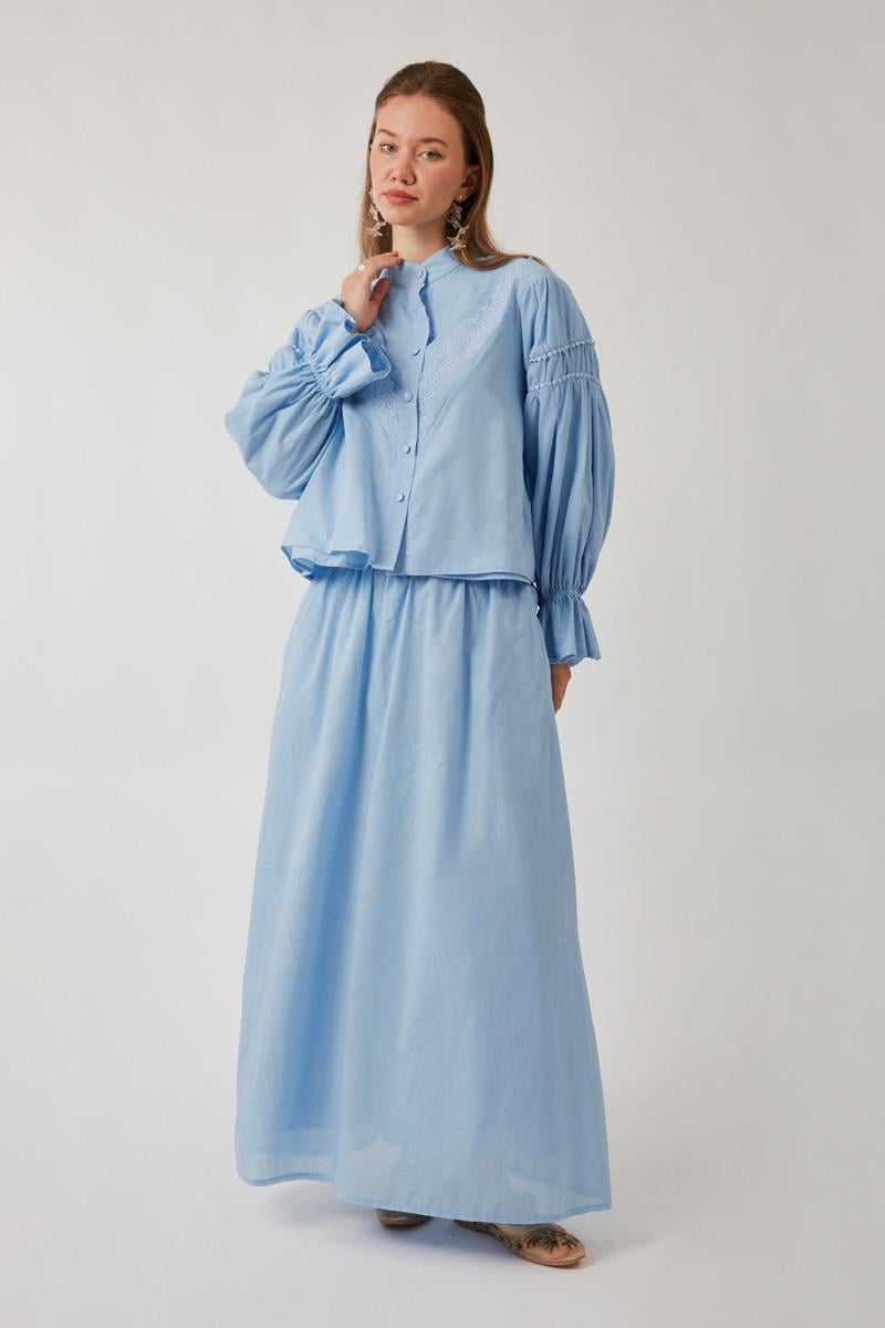 Duru Büzgülü Etek Bebe Mavisi