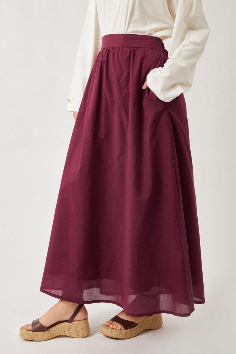 Duru Büzgülü Etek Bordo