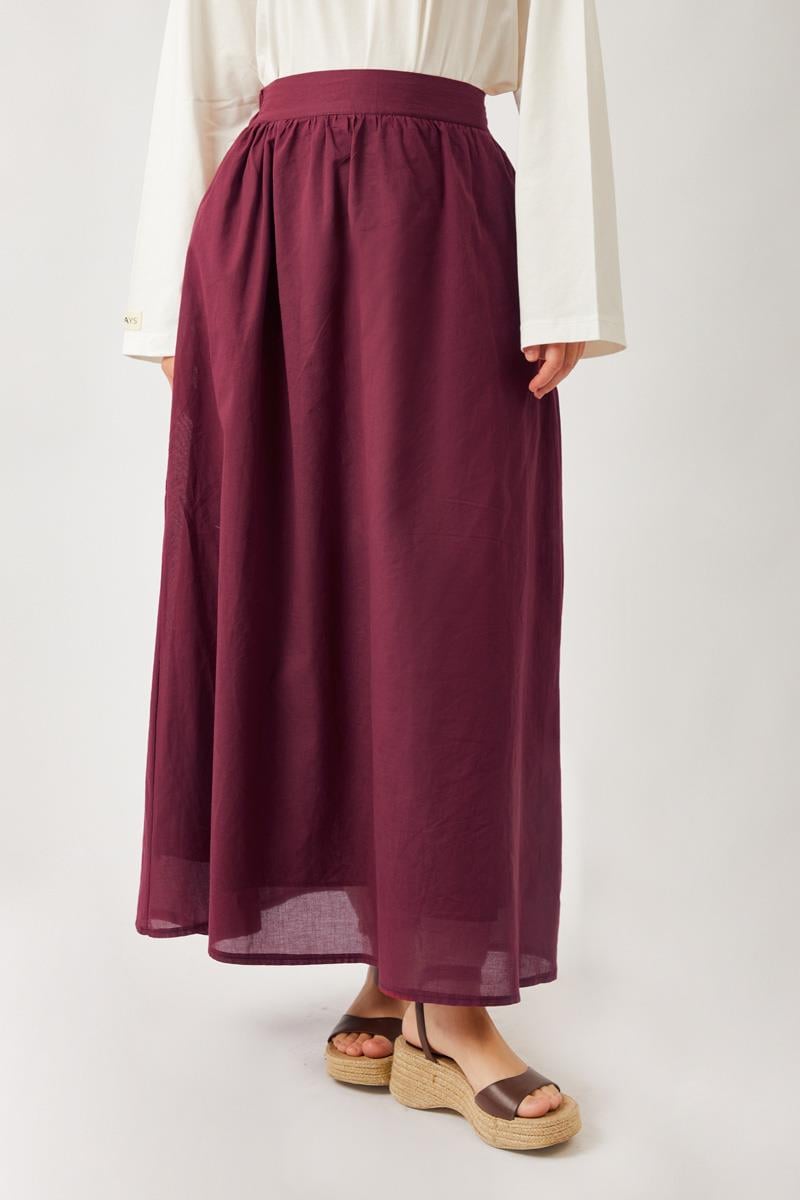 Duru Büzgülü Etek Bordo