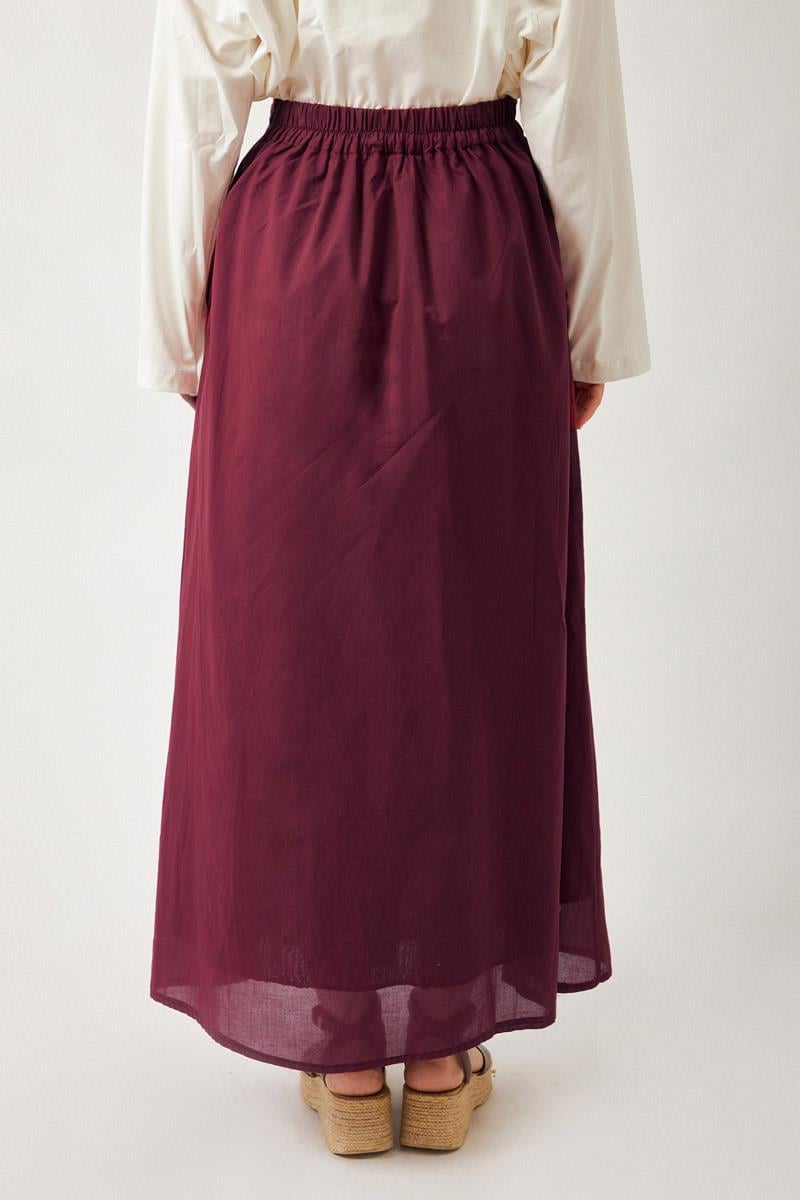 Duru Büzgülü Etek Bordo