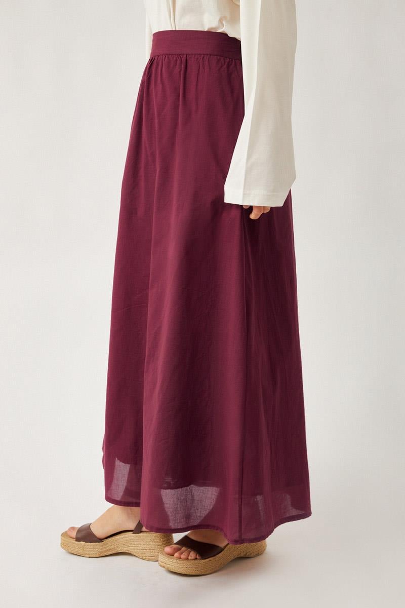 Duru Büzgülü Etek Bordo