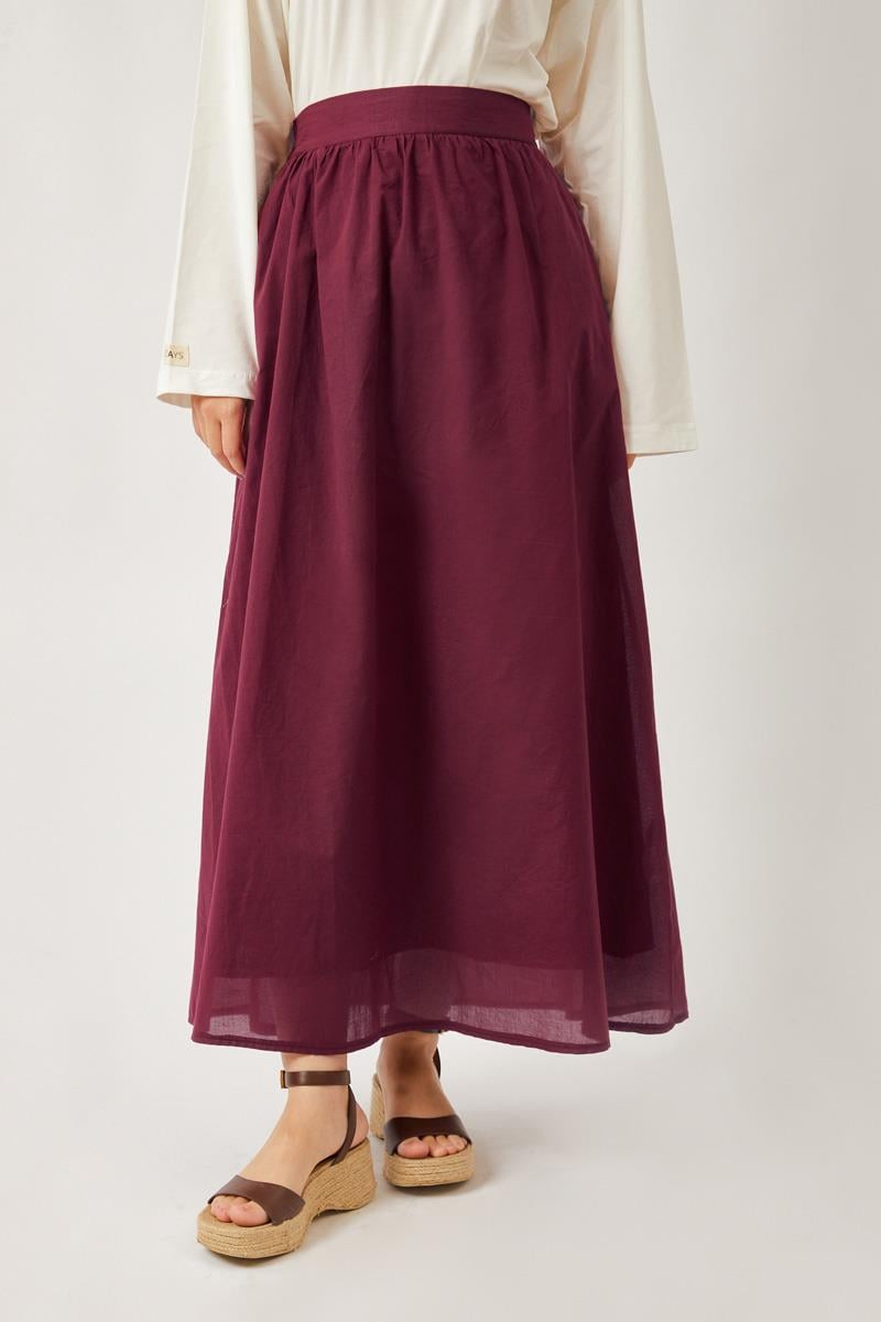 Duru Büzgülü Etek Bordo