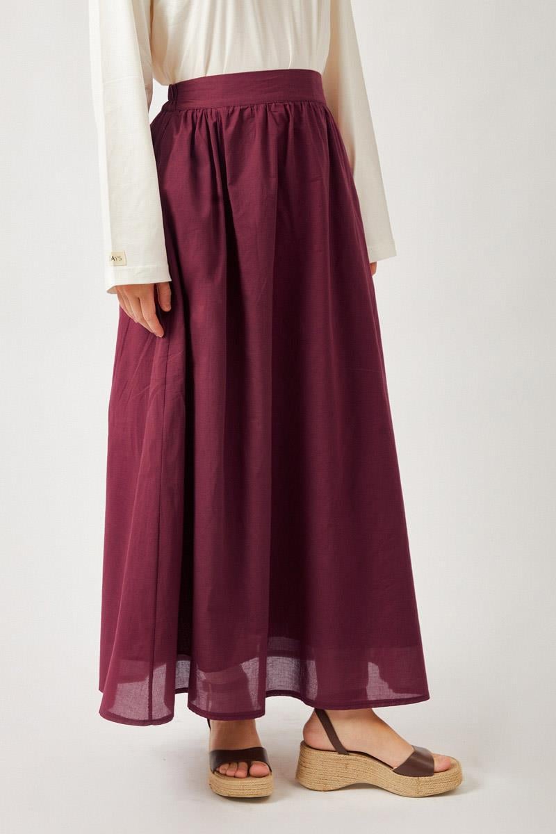 Duru Büzgülü Etek Bordo
