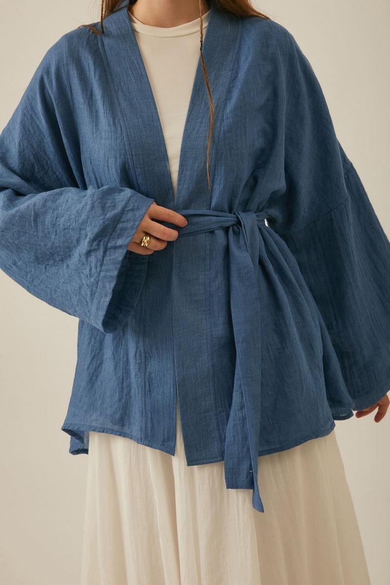 Düşük Kol Kimono İndigo