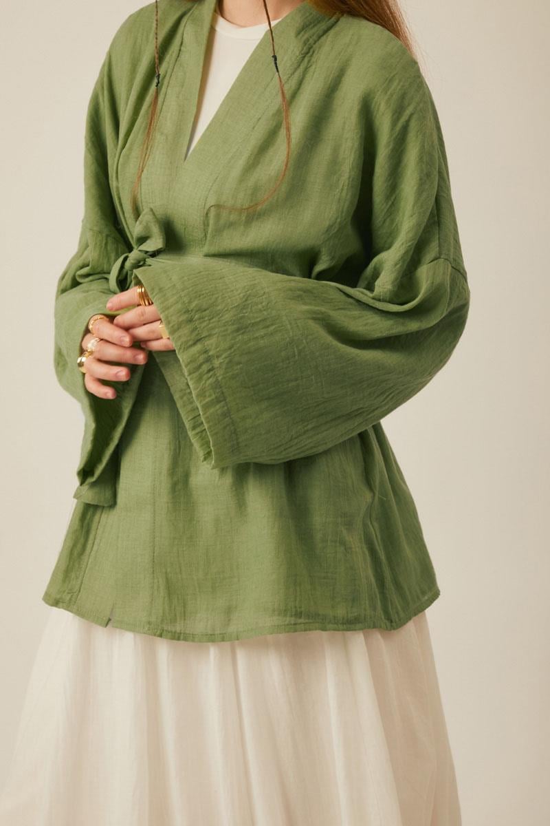 Düşük Kol Kimono Soft Yeşil