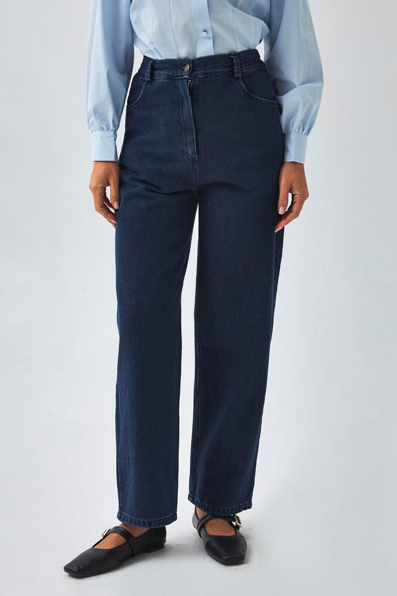 Düz Kesim Denim Pantolon Açık Mavi