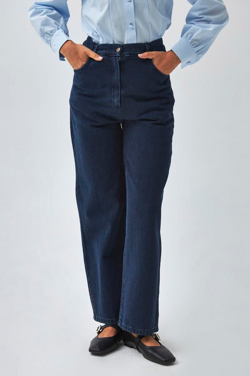 Düz Kesim Denim Pantolon Açık Mavi
