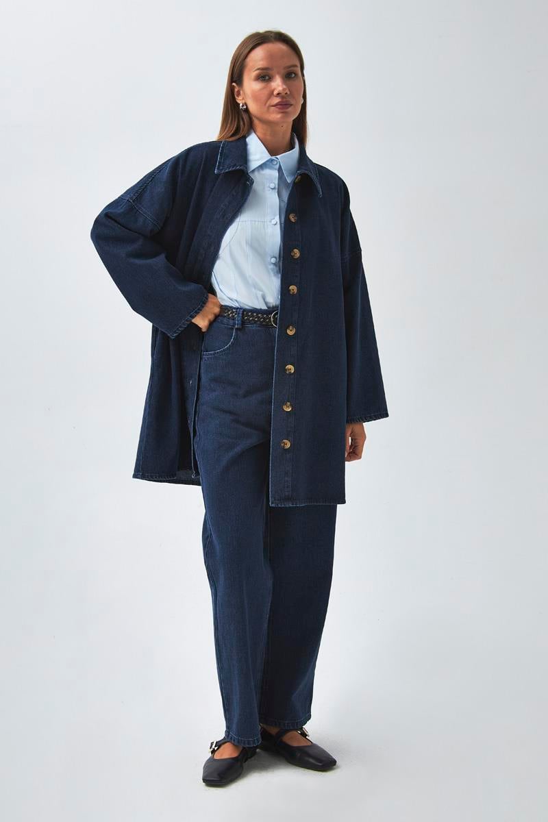 Düz Kesim Denim Pantolon Açık Mavi