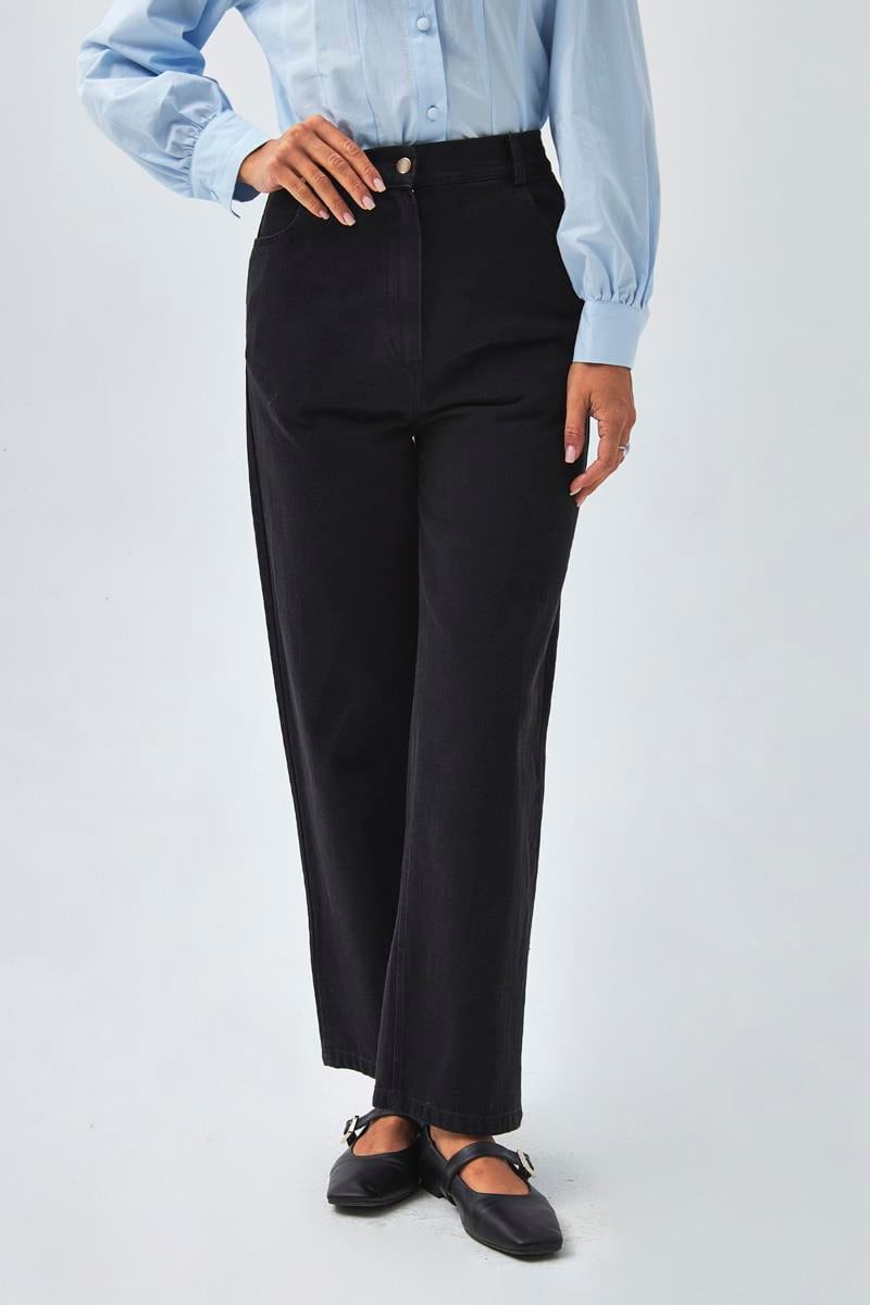 Düz Kesim Denim Pantolon Siyah