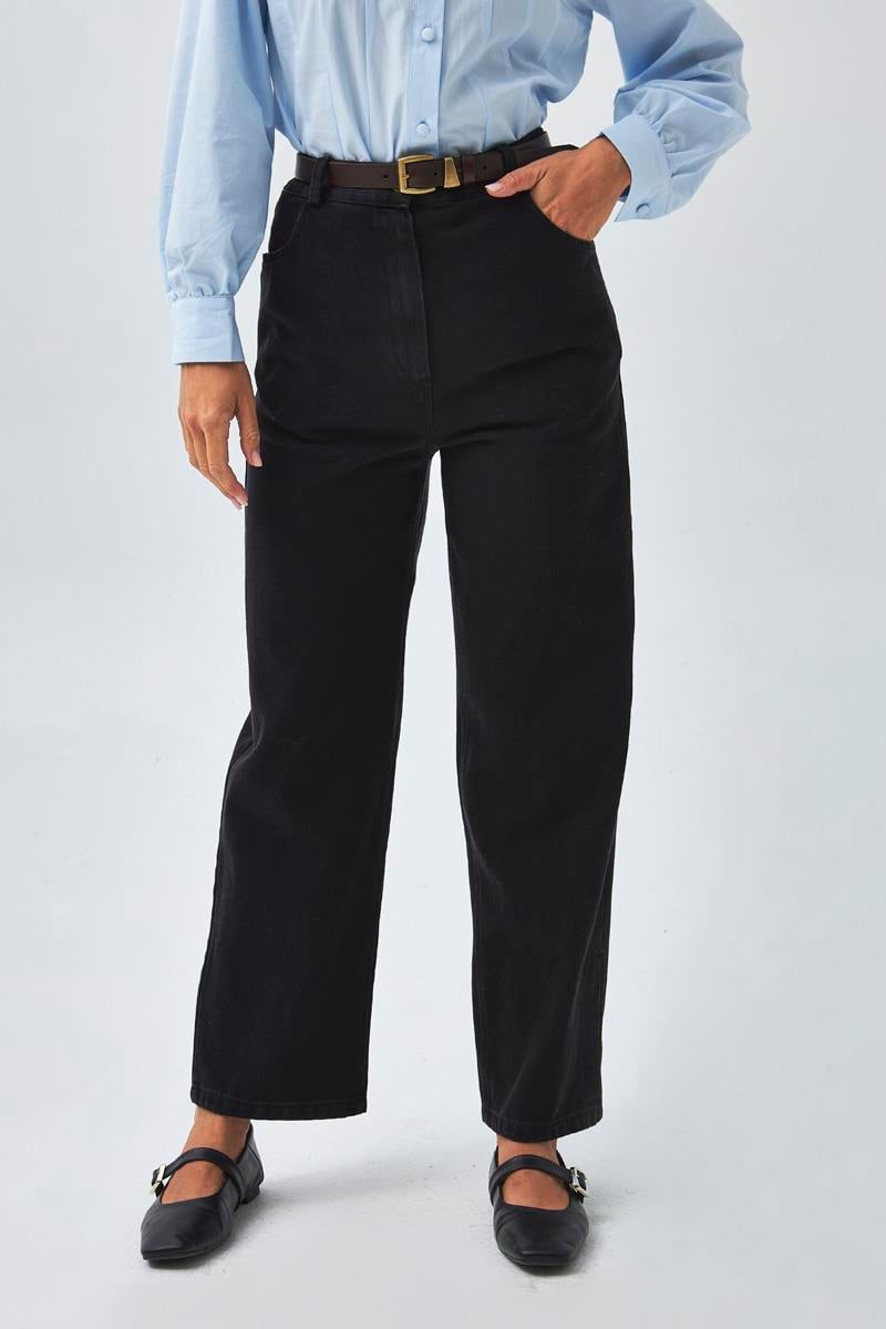 Düz Kesim Denim Pantolon Siyah