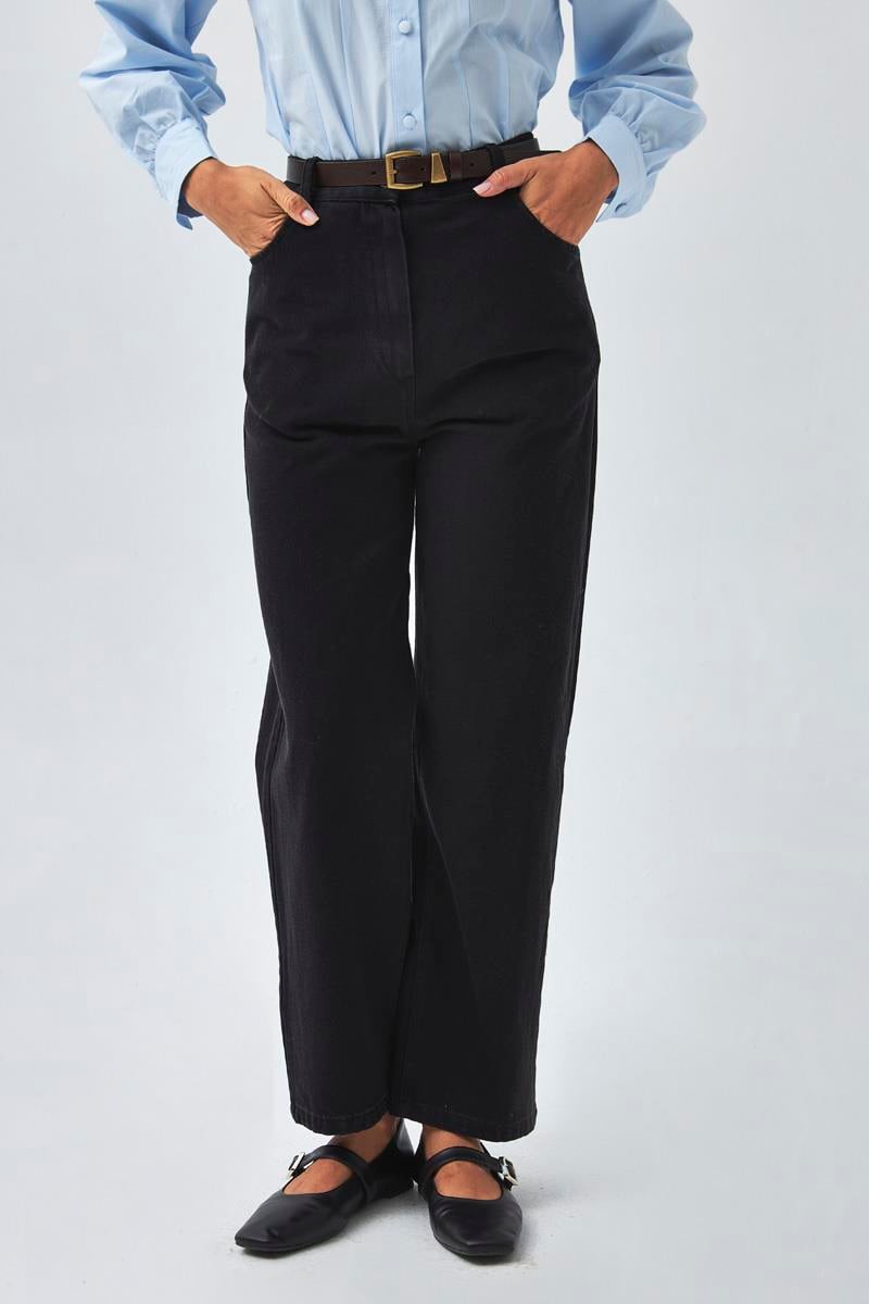 Düz Kesim Denim Pantolon Siyah