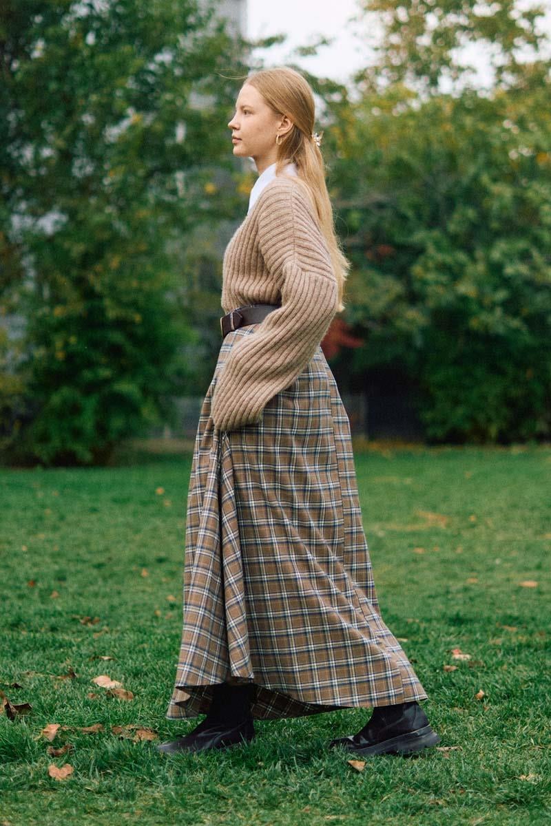 Ekose Desenli A Kesim Etek Vizon