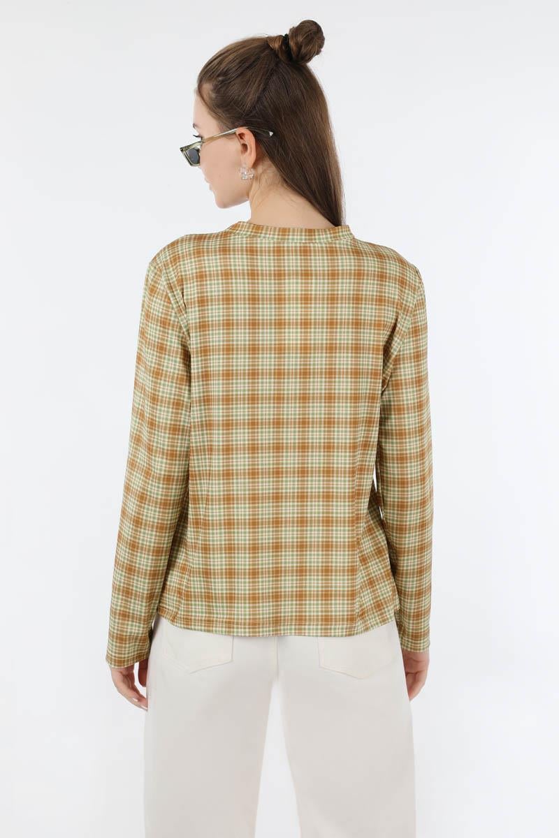 Ekose Desenli Body Camel