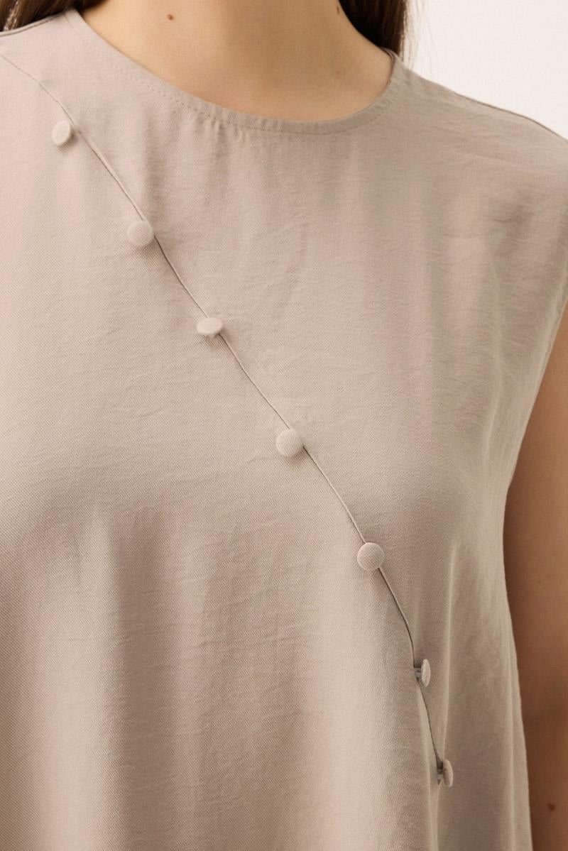 Elbisesi Düğmeli Abaya Takım Taş