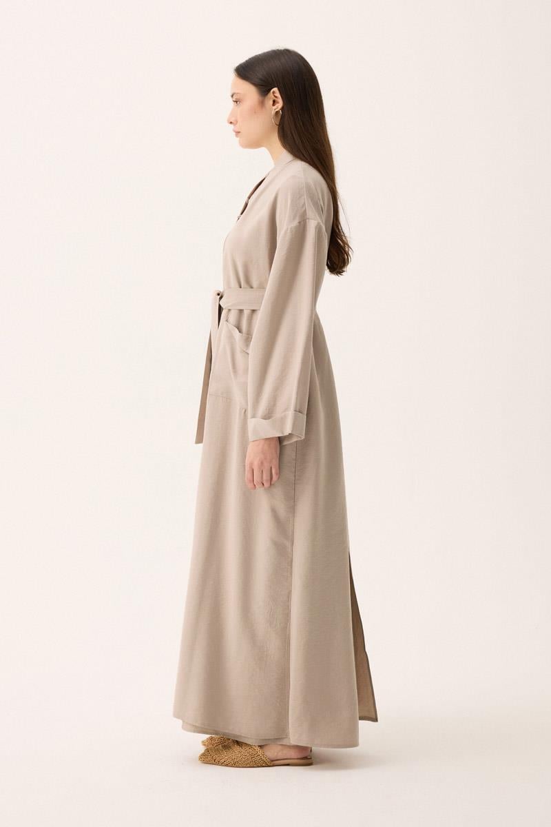 Elbisesi Düğmeli Abaya Takım Taş