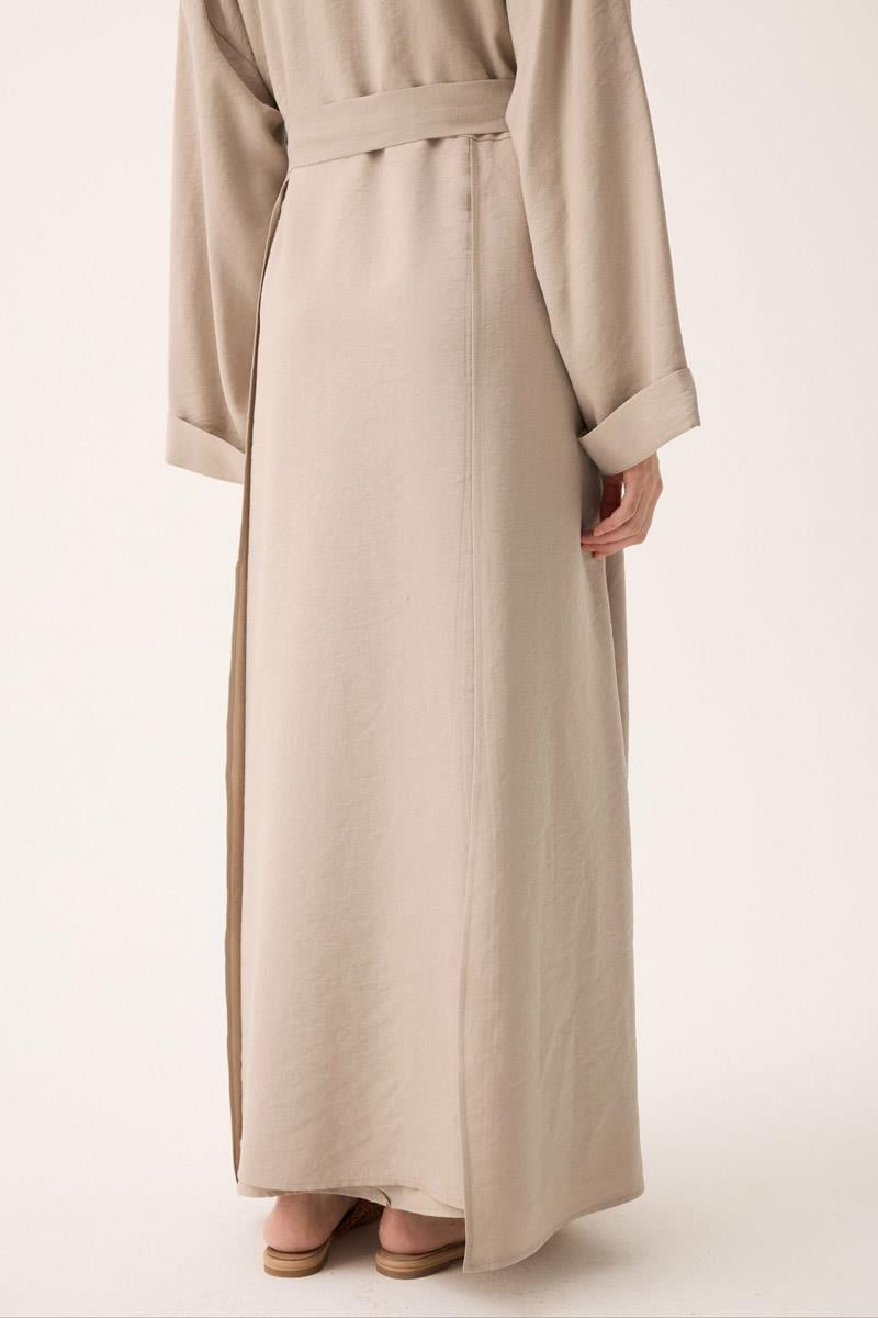 Elbisesi Düğmeli Abaya Takım Taş