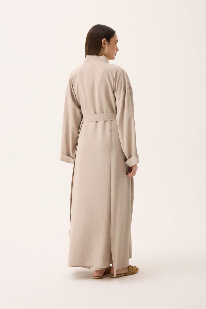Elbisesi Düğmeli Abaya Takım Taş