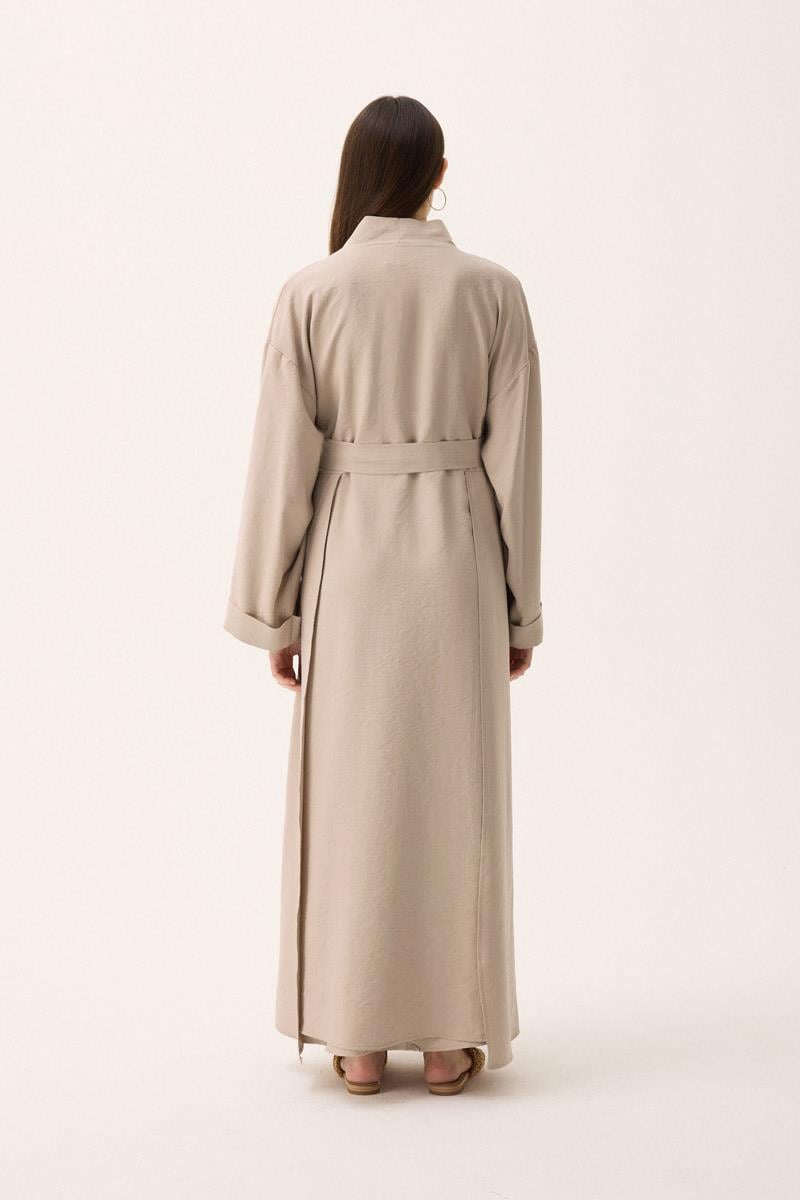 Elbisesi Düğmeli Abaya Takım Taş