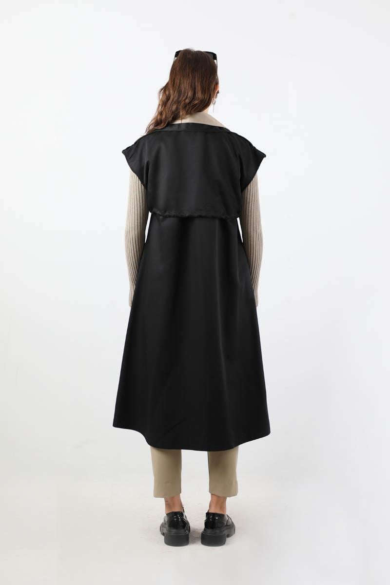 Garnili Yelek Trençkot Siyah