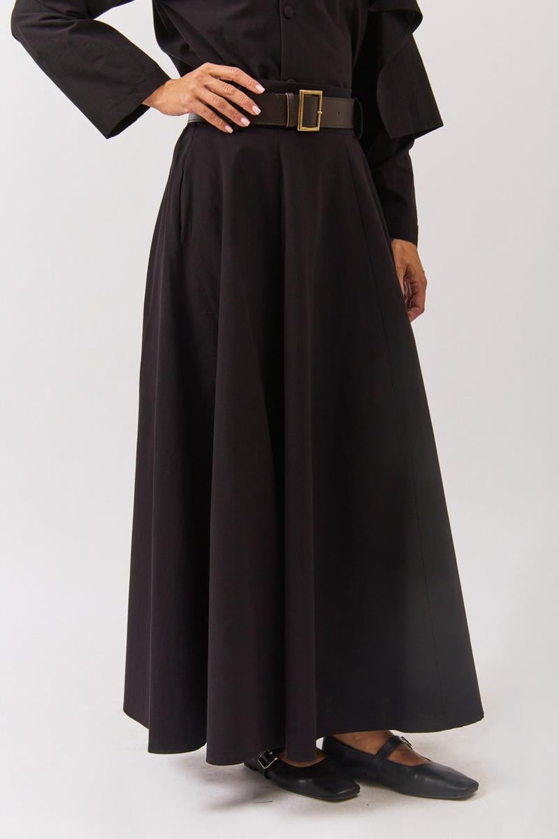 Geniş Kemerli Etek Siyah